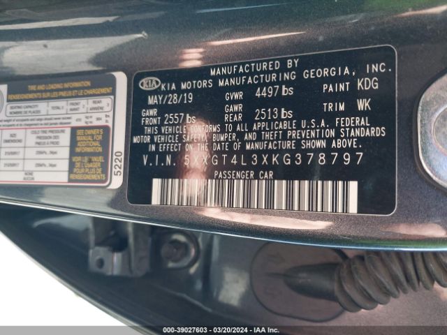 5XXGT4L3XKG378797 KIA Optima Lx