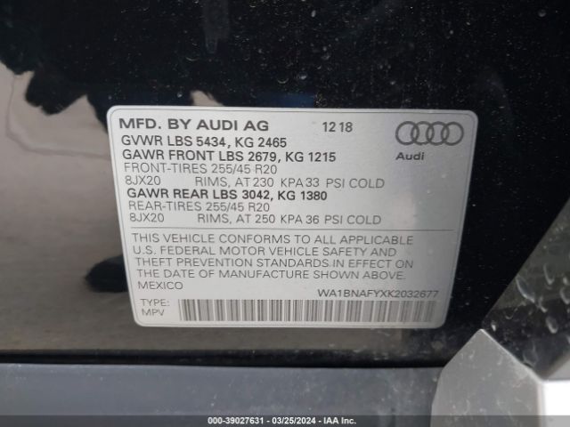 WA1BNAFYXK2032677 Audi Q5 45 Premium