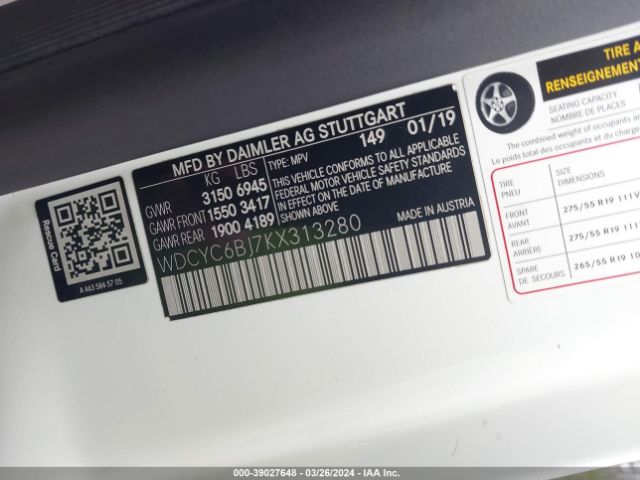 WDCYC6BJ7KX313280 Mercedes-Benz G 550 4matic