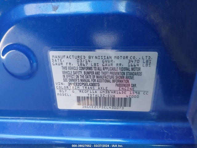Nissan Versa Note Sv 2014 3N1CE2CP5EL430073 Image 9