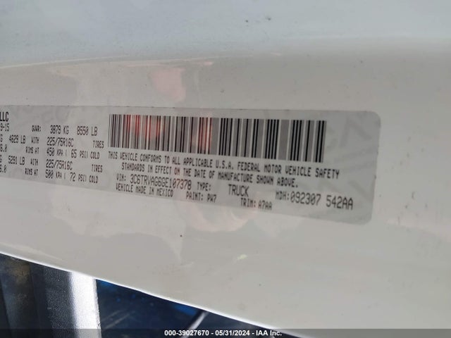 3C6TRVAG6GE107378 RAM Promaster 1500 Low Roof