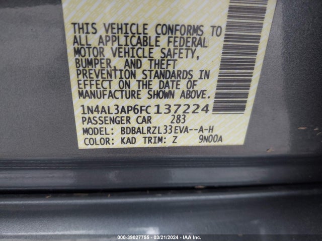 Nissan Altima 2.5 Sl 2015 1N4AL3AP6FC137224 Image 9