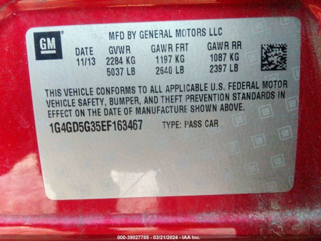 1G4GD5G35EF163467 Buick Lacrosse Premium I Group