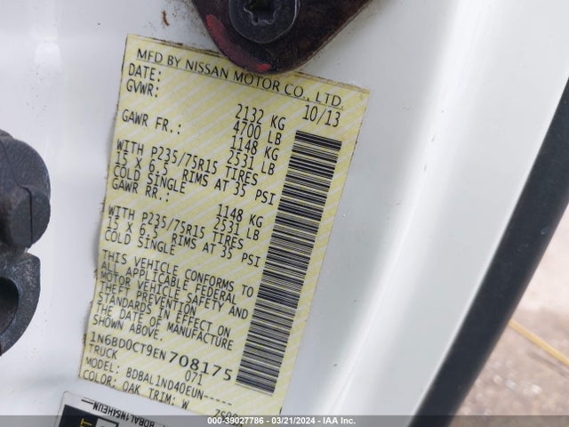 Nissan FRONTIER S 2014 1N6BD0CT9EN708175 Image 9