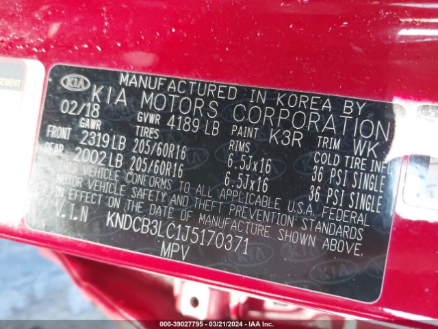 KNDCB3LC1J5170371 KIA NIRO LX