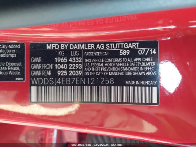 WDDSJ4EB7EN121258 Mercedes-Benz CLA 250