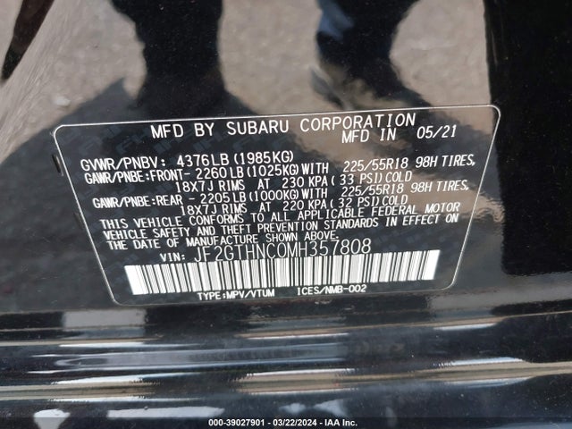 Subaru Crosstrek Limited 2021 JF2GTHNC0MH357808 Image 9