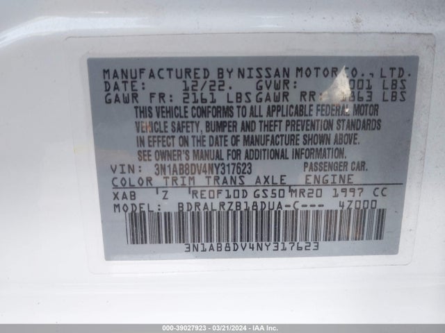 Nissan Sentra Sr Xtronic Cvt 2022 3N1AB8DV4NY317623 Image 9