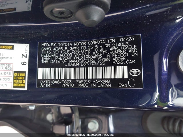 Toyota Corolla Hybrid Se 2023 JTDBCMFE8PJ005123 Image 9