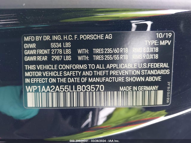 2020 PORSCHE MACAN WP1AA2A55LLB03570 Photo 8