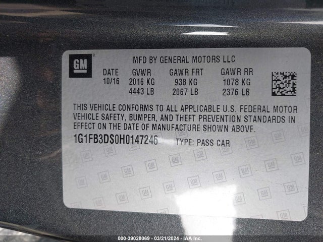 Chevrolet Camaro 1lt 2017 1G1FB3DS0H0147246 Image 9