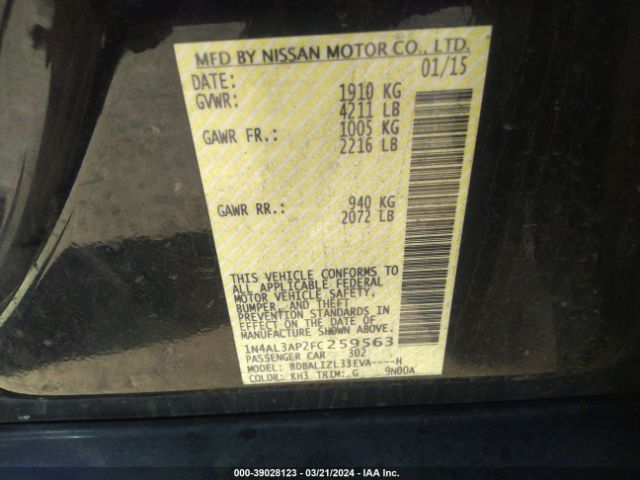 1N4AL3AP2FC259563 Nissan Altima 2.5 Sv