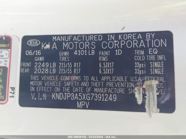 KIA SOUL + 2016 KNDJP3A5XG7391249 Image 9