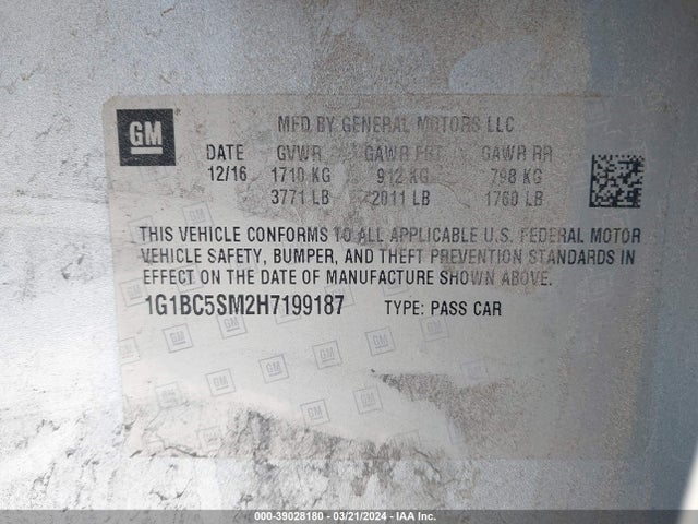 Chevrolet Cruze Ls Auto 2017 1G1BC5SM2H7199187 Image 9