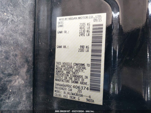 Nissan Maxima 3.5 Sl 2016 1N4AA6AP0GC406374 Image 9