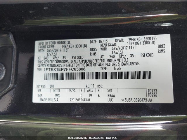 Ford F-150 Xl 2015 1FTEX1EP7FFC65808 Image 9