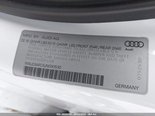 WAUC8AFC6JN090530 Audi A6 2.0t Premium/2.0t Sport