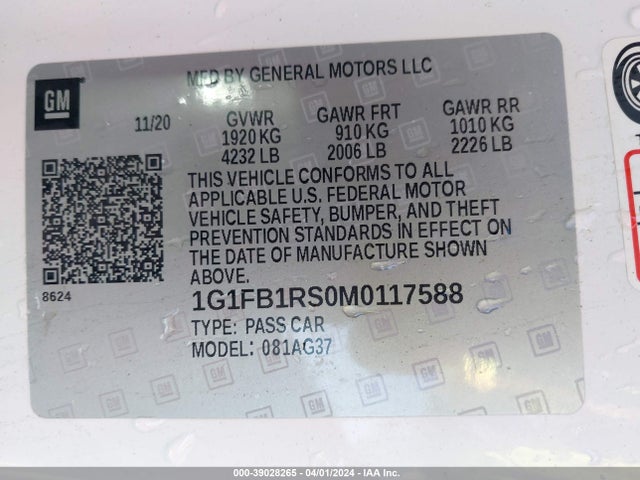 Chevrolet Camaro Rwd  1lt 2021 1G1FB1RS0M0117588 Image 9