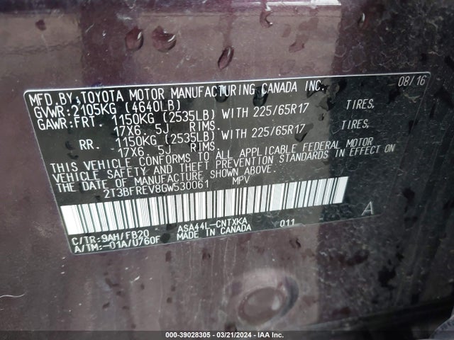 Toyota RAV4 LE 2016 2T3BFREV8GW530061 Image 9