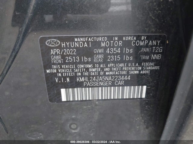 Hyundai SONATA SE 2022 KMHL24JA5NA223444 Image 9