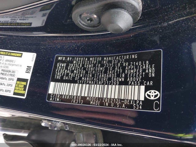 Toyota COROLLA LE 2022 5YFEPMAE5NP317269 Image 9