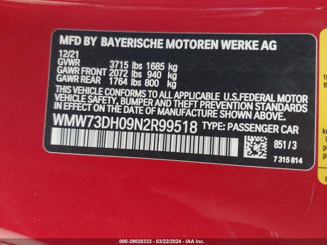 2022 MINI HARDTOP WMW73DH09N2R99518 Photo 8