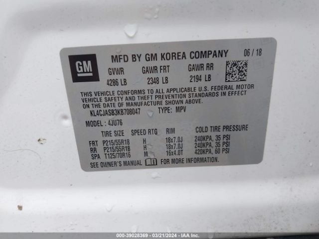 KL4CJASB3KB708047 Buick Encore Fwd Preferred