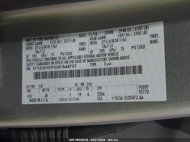 Ford F-150 Xlt 2017 1FTEW1EPXHFA44757 Image 9