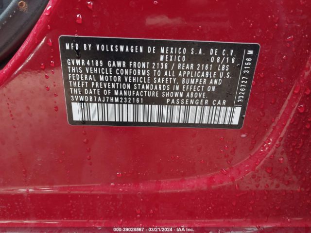 3VWDB7AJ7HM232161 Volkswagen Jetta 1.4t Se