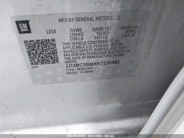 Chevrolet CRUZE LS 2019 1G1BC5SMXK7130481 Image 9