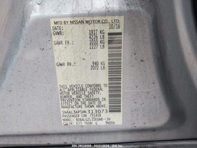 Nissan Altima 2.5 S 2017 1N4AL3AP5HN313073 Image 9