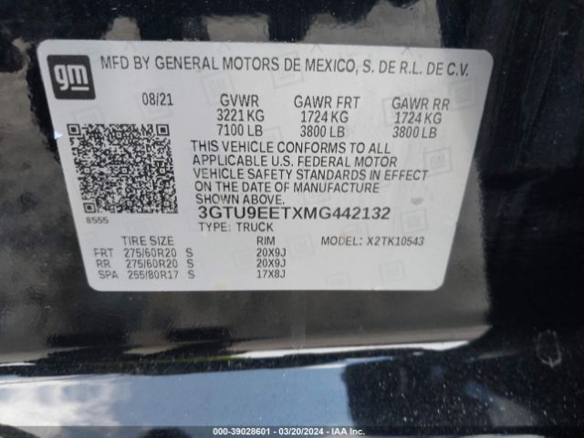 3GTU9EETXMG442132 GMC Sierra 1500 4wd  Short Box At4