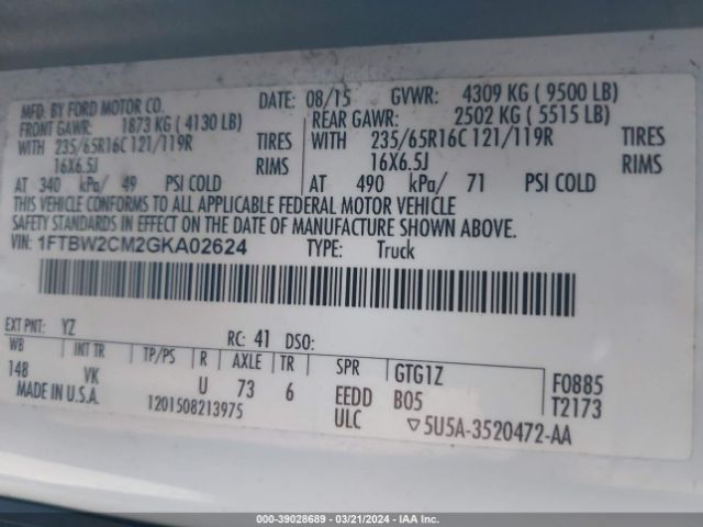 1FTBW2CM2GKA02624 Ford Transit-350