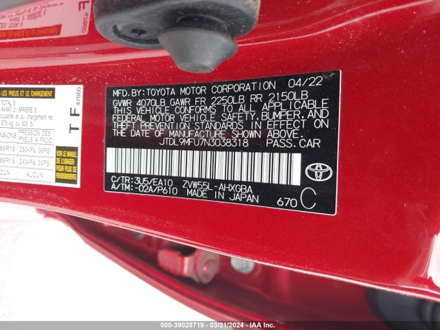Toyota Prius Xle Awd-e 2022 JTDL9MFU7N3038318 Image 9