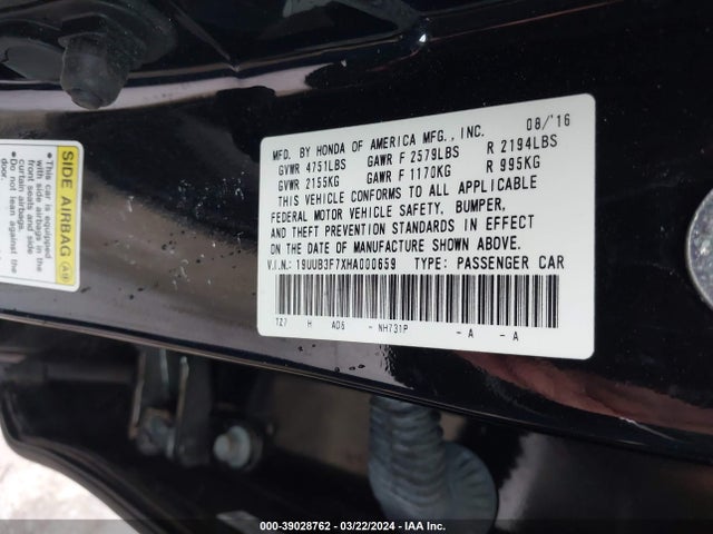 19UUB3F7XHA000659 Acura Tlx Advance Package