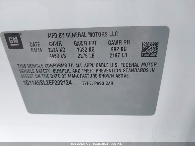 Chevrolet Malibu 1fl 2014 1G11A5SL2EF292124 Image 9
