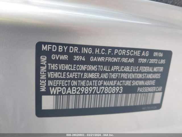 2007 PORSCHE CAYMAN S WP0AB29897U780893 Photo 8