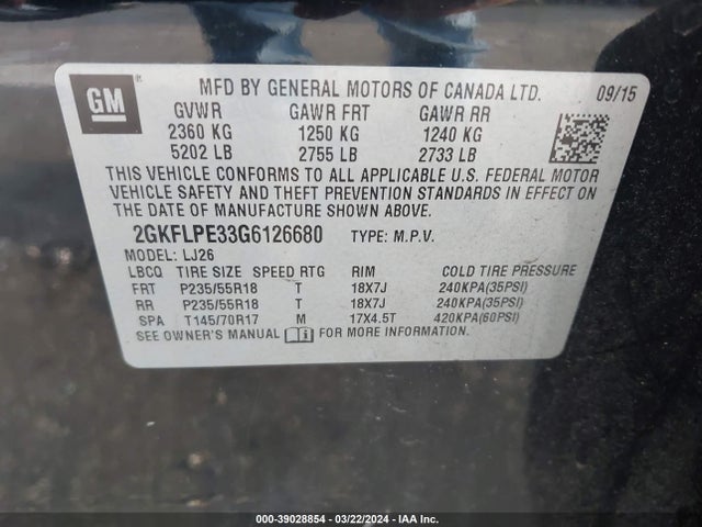 GMC Terrain Slt 2016 2GKFLPE33G6126680 Image 9