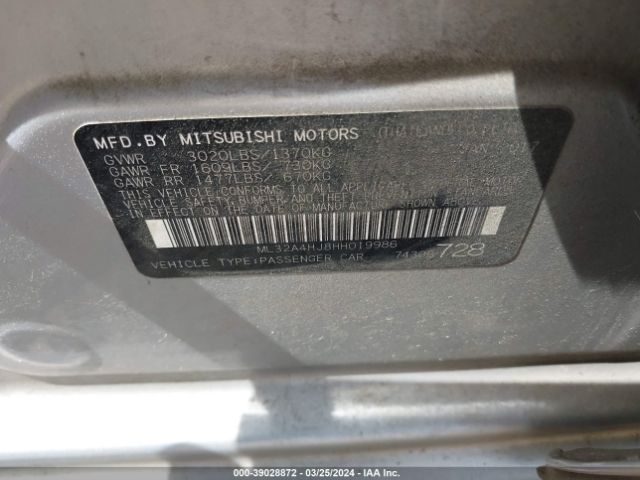 ML32A4HJ8HH019986 Mitsubishi MIRAGE SE