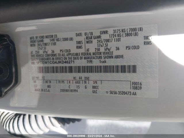 1FTEW1CG4JKD46271 Ford F-150 Xlt
