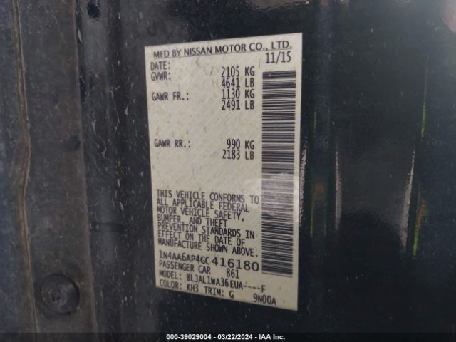 1N4AA6AP4GC416180 Nissan Maxima 3.5 Sr