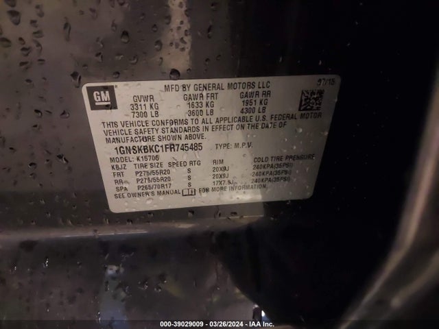 Chevrolet Tahoe Lt 2015 1GNSKBKC1FR745485 Image 9