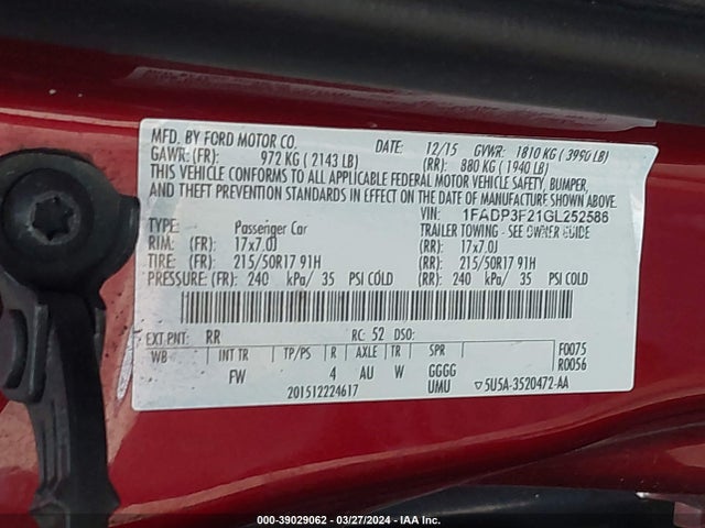 Ford FOCUS SE 2016 1FADP3F21GL252586 Image 9