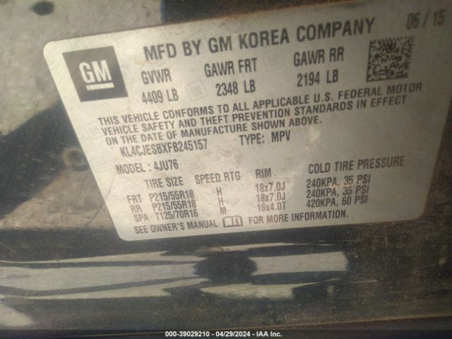 KL4CJESBXFB245157 Buick Encore