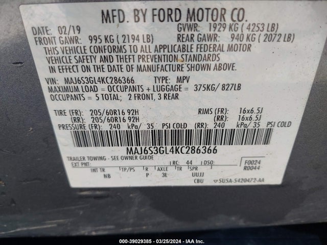 Ford Ecosport Se 2019 MAJ6S3GL4KC286366 Image 9