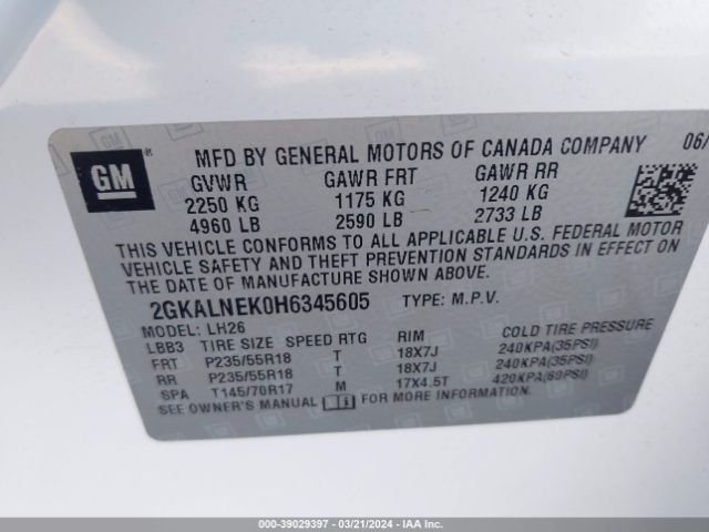 2GKALNEK0H6345605 GMC Terrain Sle-2