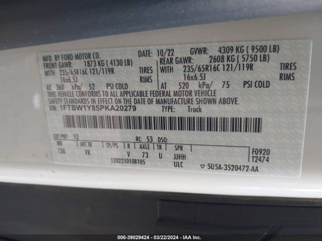 1FTBW1Y85PKA20279 Ford Transit-350