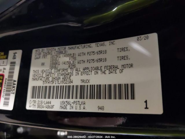5TFHY5F17LX932104 Toyota Tundra Limited