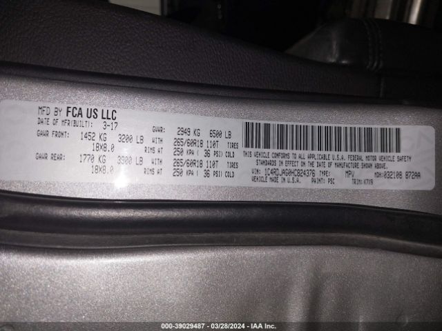1C4RDJAG0HC824376 Dodge Durango Sxt Awd