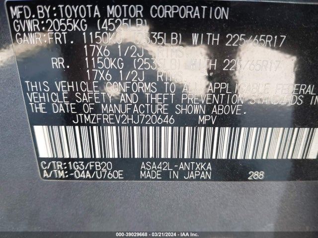 Toyota RAV4 LE 2017 JTMZFREV2HJ720646 Image 9